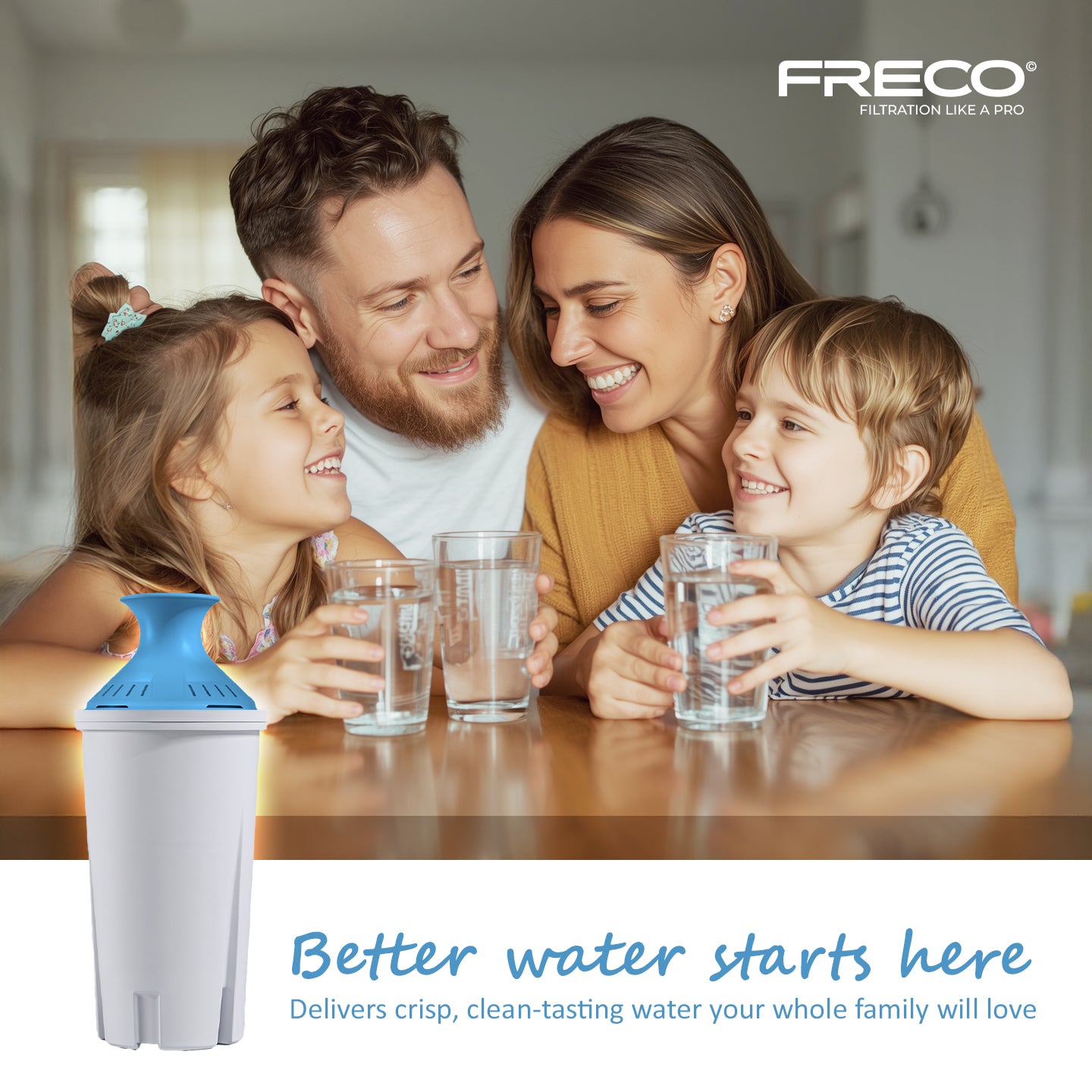 Freco Glass Pitcher + 3 Alkaline Water Filters