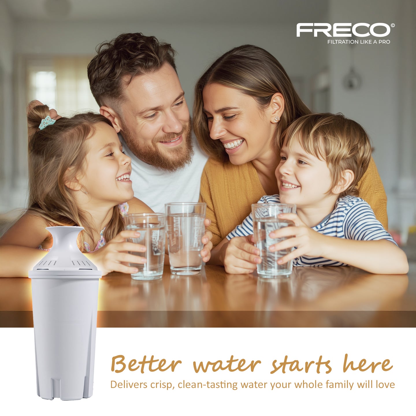 Freco 14 Cup/3.5L Glass Water Filter Pitcher